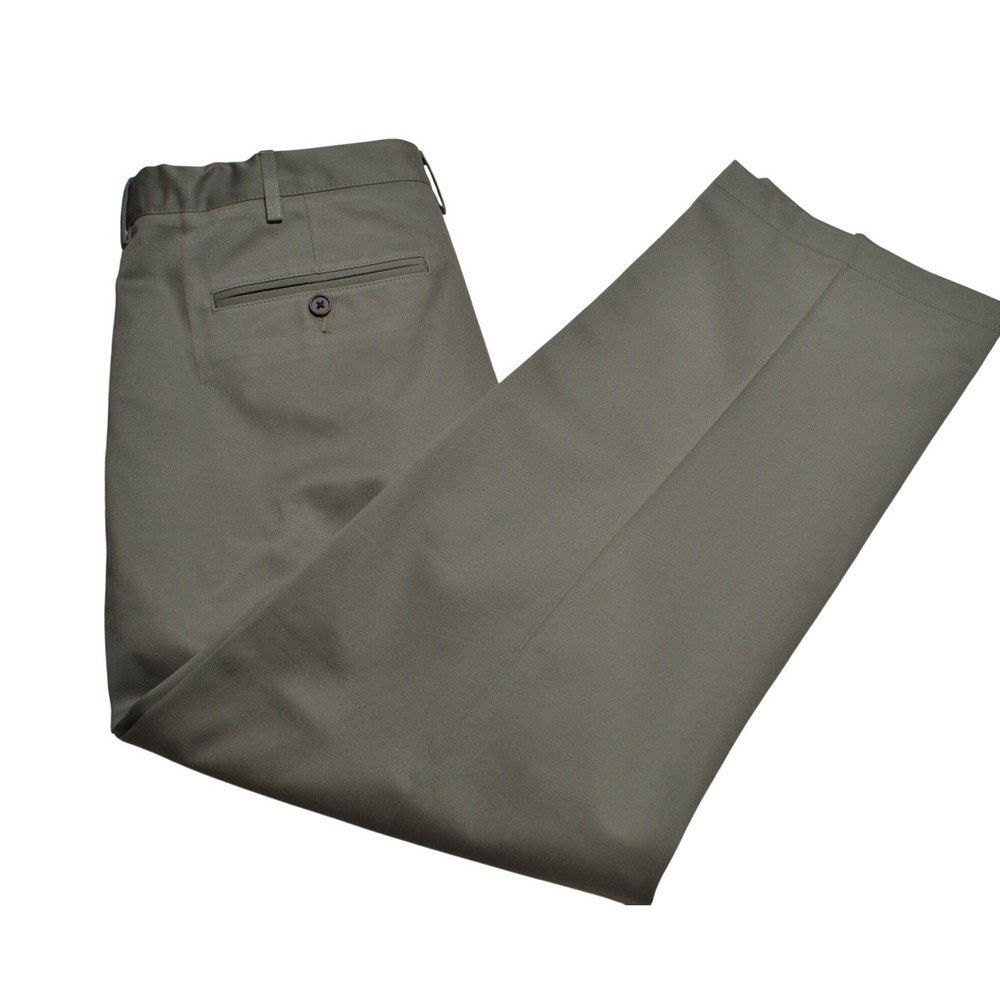 Lands End Chino Pants Mens 35 Traditional Fit Olive Green Cotton Casual Slacks